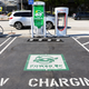 A photo of an EV charging parking space in California.